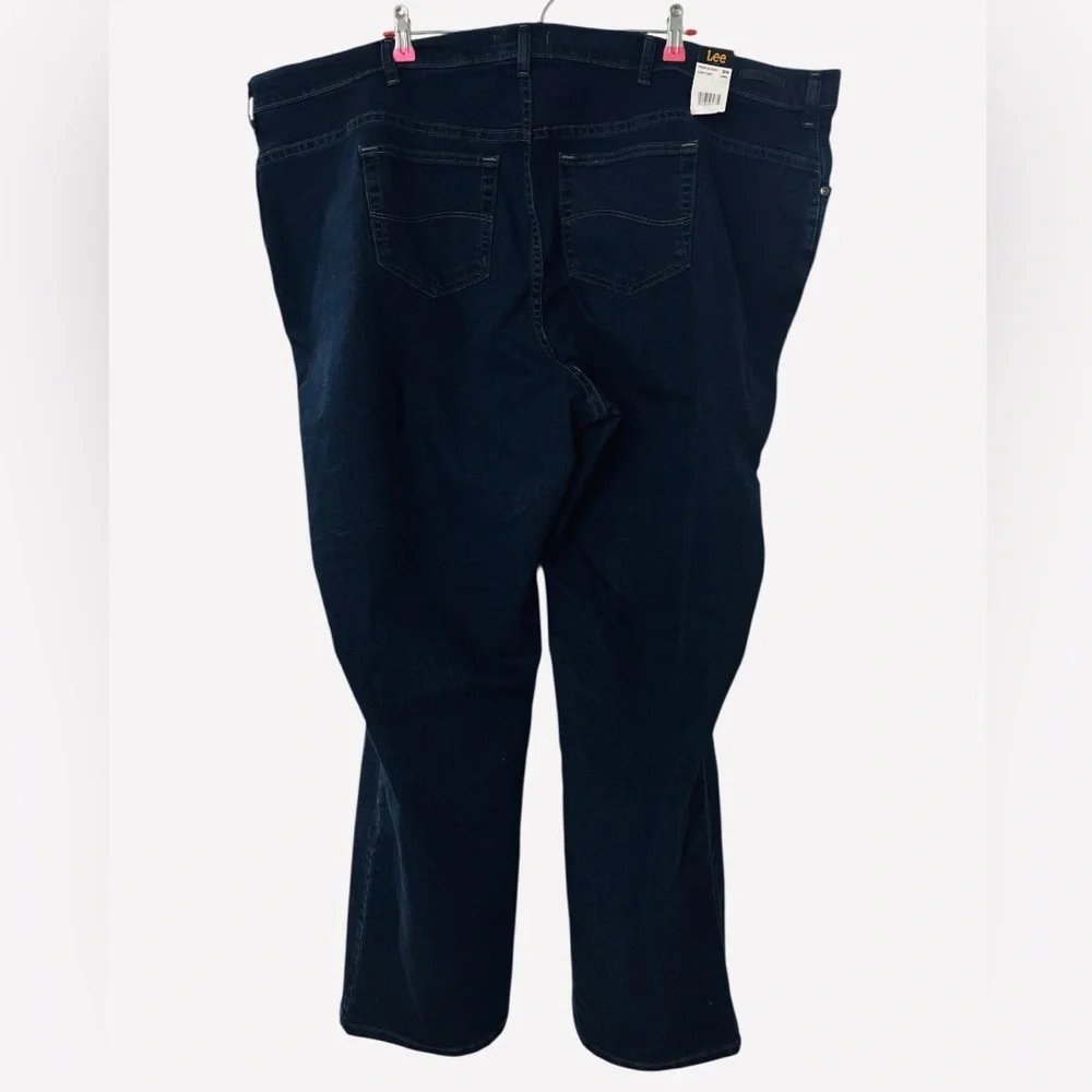 Lee Womens Relaxed Fit Straight Leg Jeans Mid Rise Stretch Dark Blue Plus Sz 30L